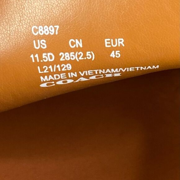 Coach C Coin Signature Drivers Saddle Brown Leather Loafers mens size 11.5 new - Picture 7 of 9